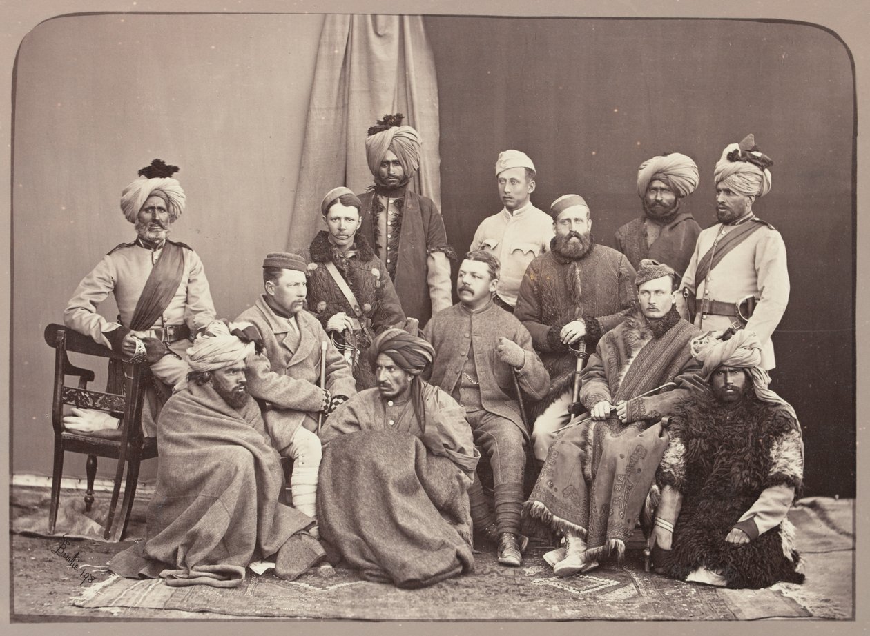 Britse en inheemse officieren, 5e Regiment Infanterie, Punjab Frontier Force door John Burke