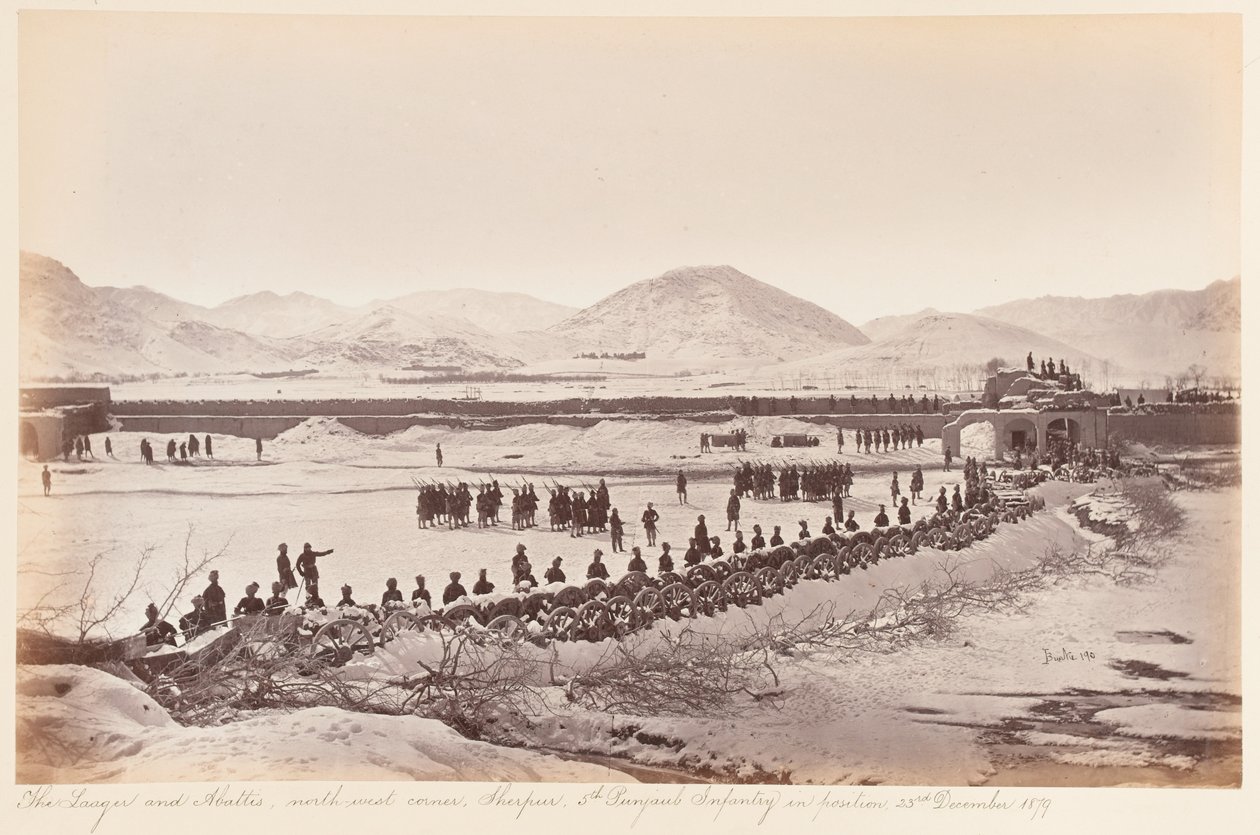 De Laager en Abattis, Sherpur-kampement, december 1879 door John Burke