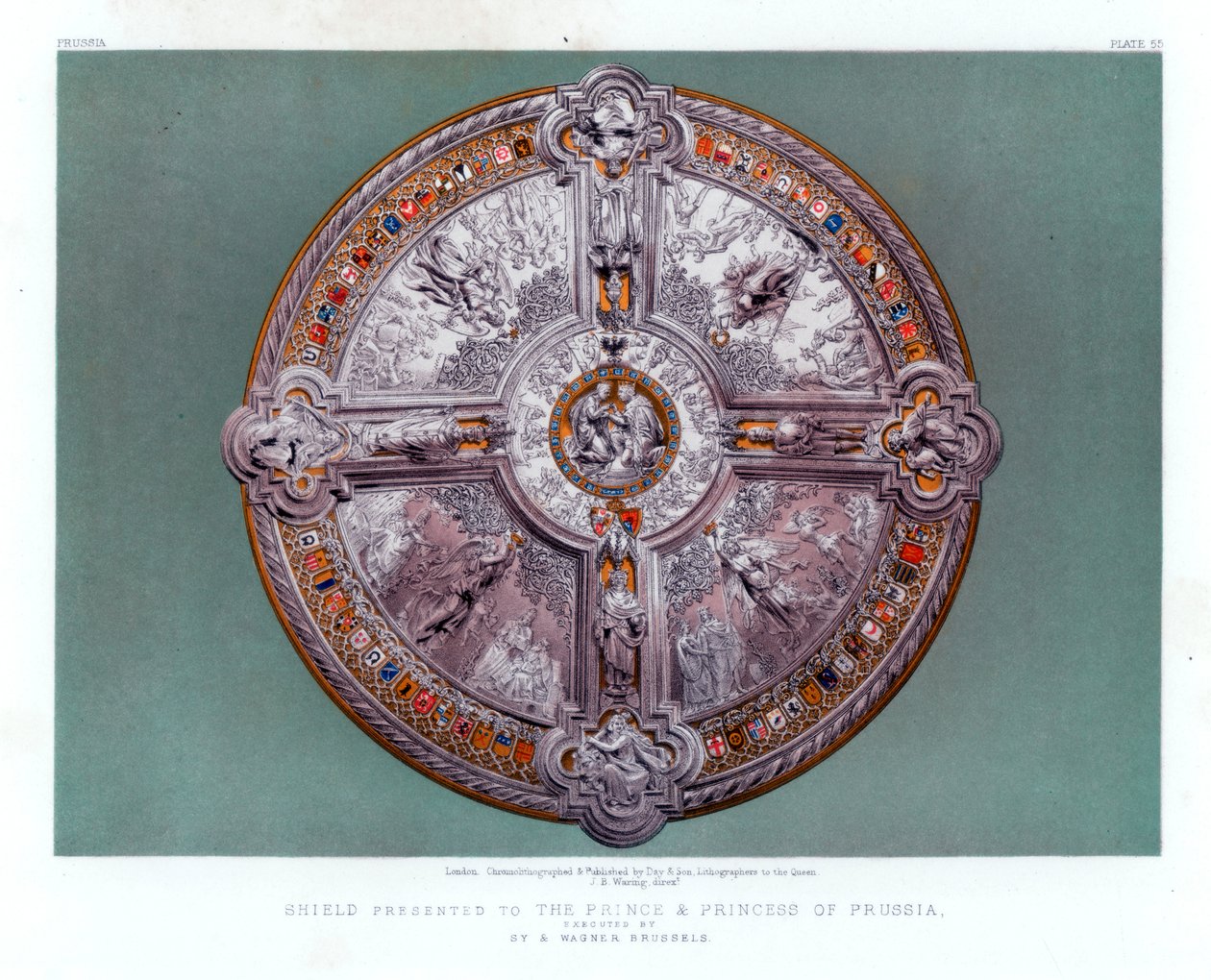 Schild aangeboden aan de Prins en Prinses van Pruisen door John Burley Waring