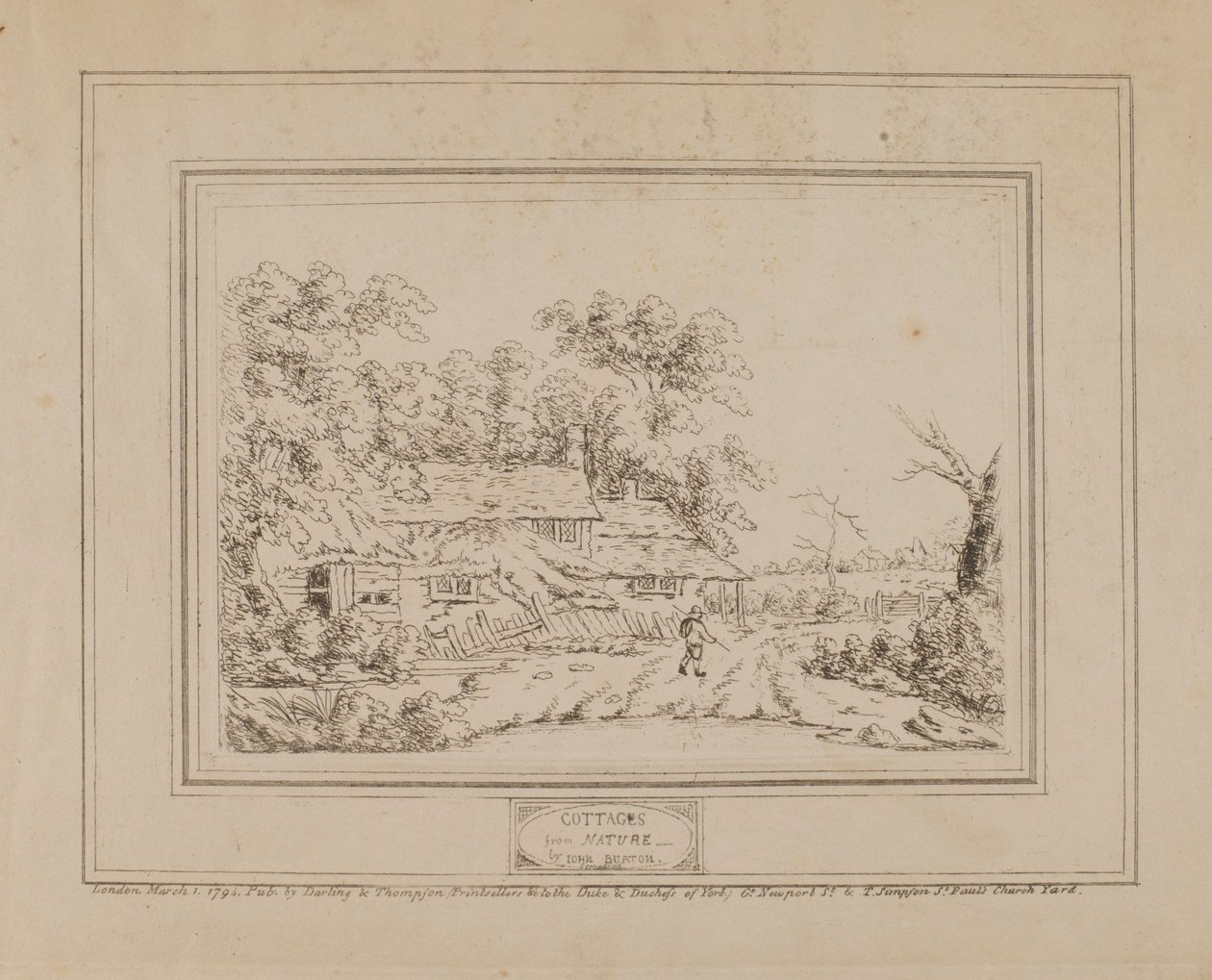 Natuurhuisjes (met huisje links) door John Burton