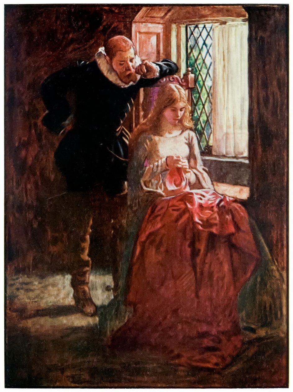 Mr Brisk en Mercy vanuit De Pelgrimsreis van Deze Wereld naar Die Welke Komt door John Bunyan, illustratie door Byam Shaw door John Byam Liston Shaw