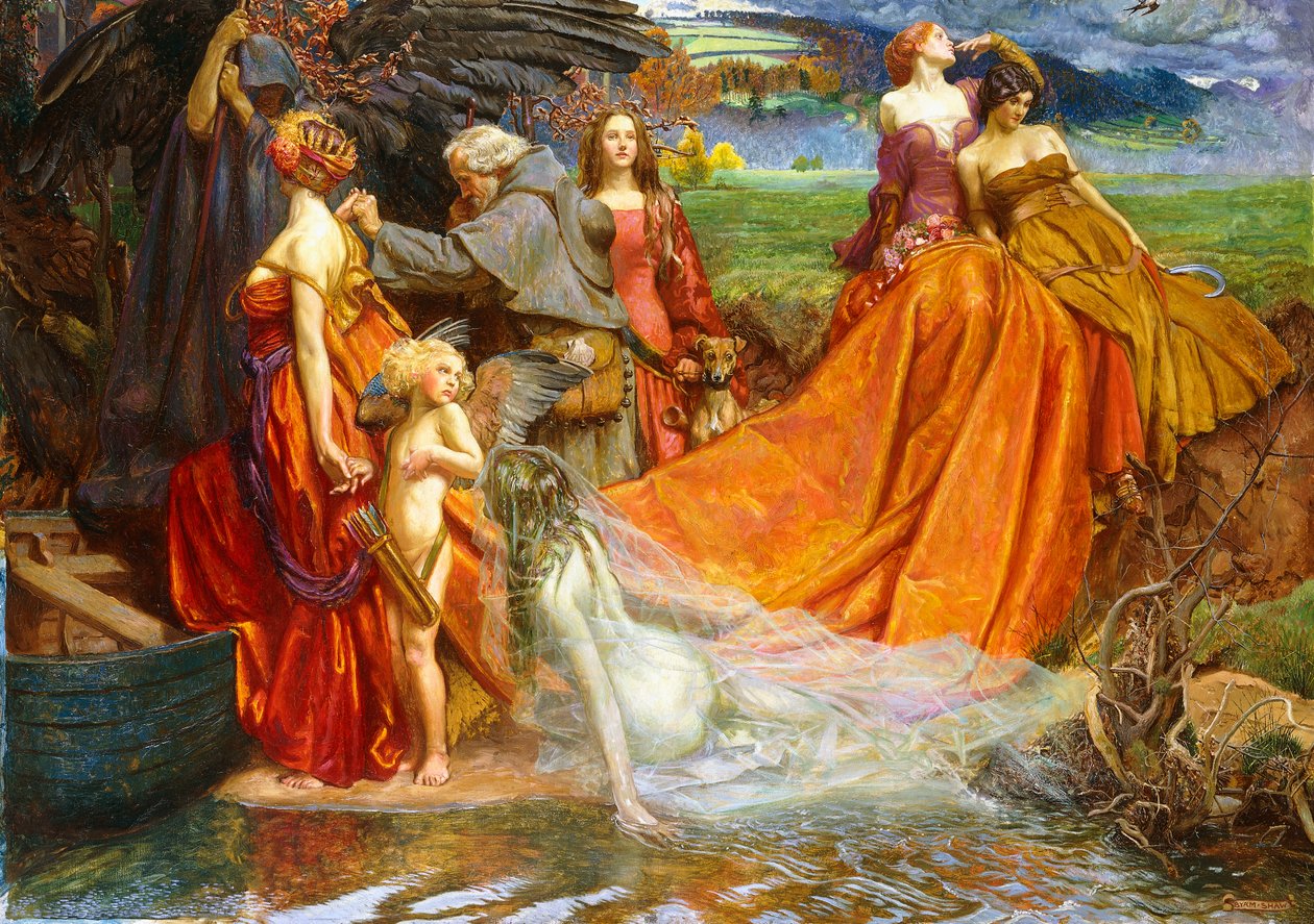 "Nu is het pelgrimsjaar de mooie herfstlading" door John Byam Liston Shaw