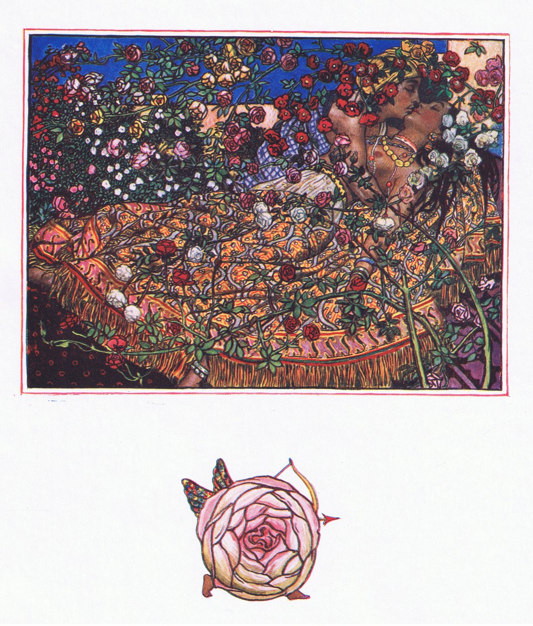 Lied van Gulbaz, illustratie uit De Tuin van Kama (en andere liederen uit India), 1920 door John Byam Liston Shaw