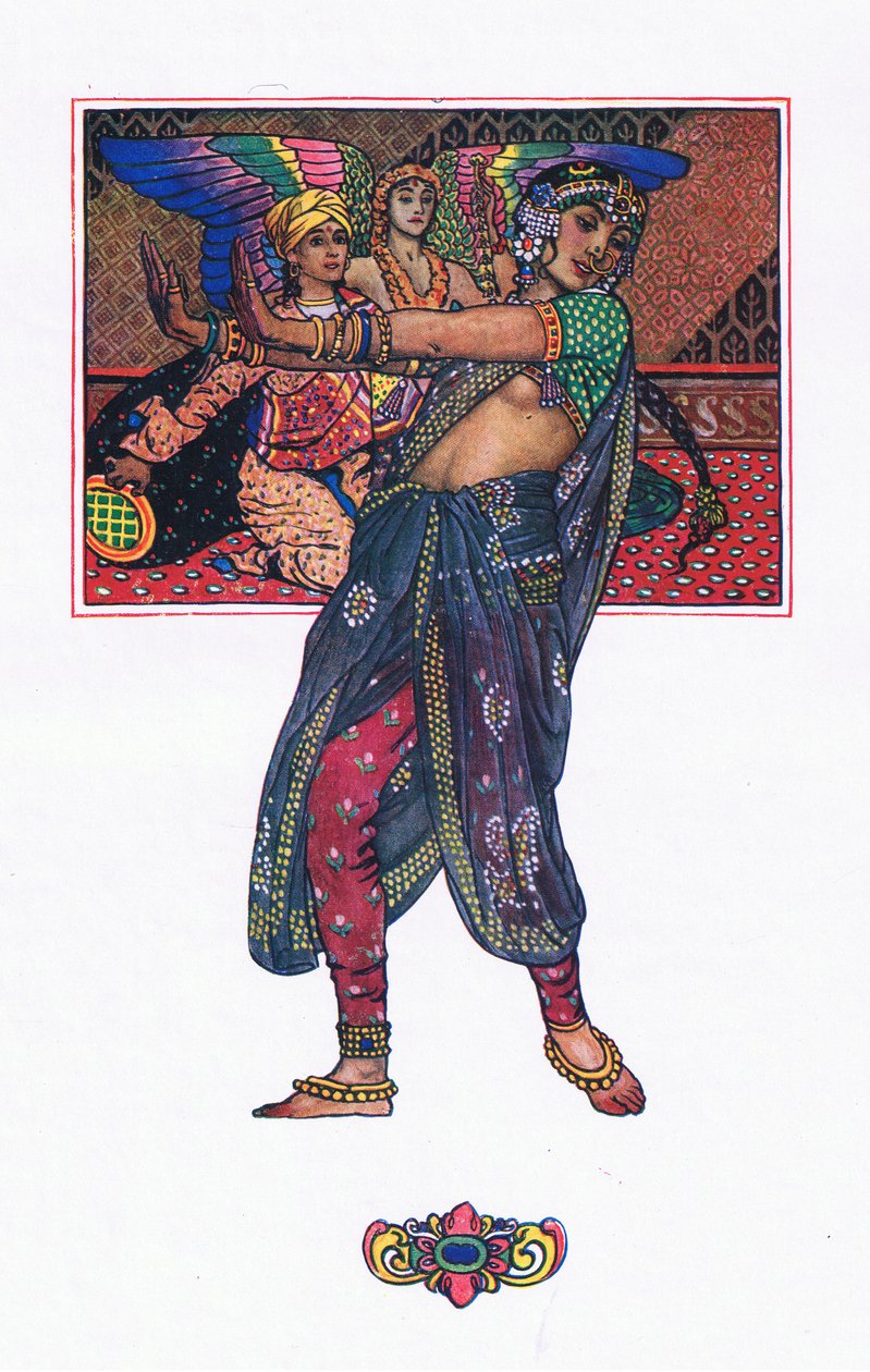 De Tempeldanseres, illustratie uit The Garden of Kama (en andere liederen uit India), 1920 door John Byam Liston Shaw