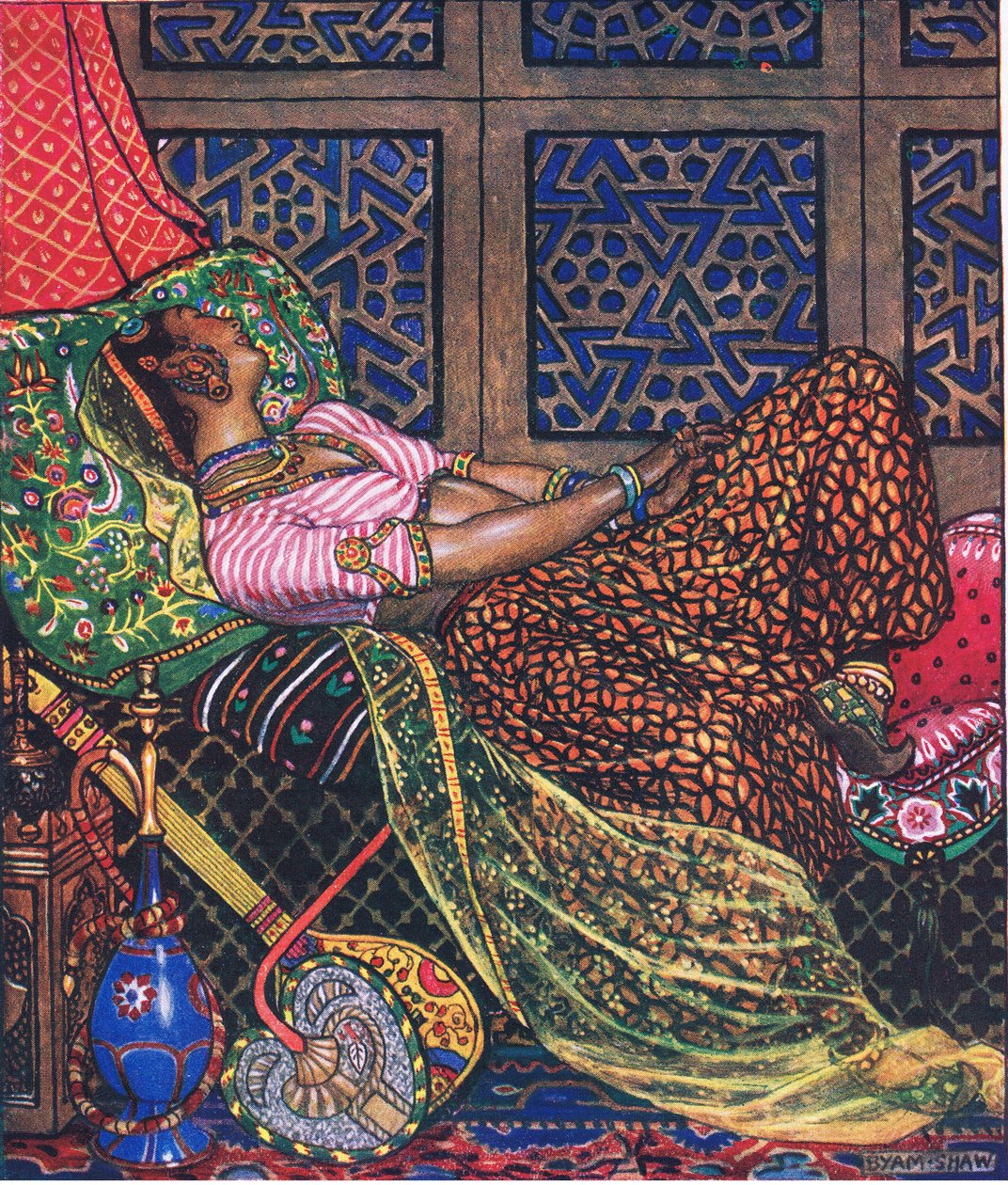 Zira in gevangenschap, illustratie uit De Tuin van Kama (en andere liederen uit India), 1920 door John Byam Liston Shaw