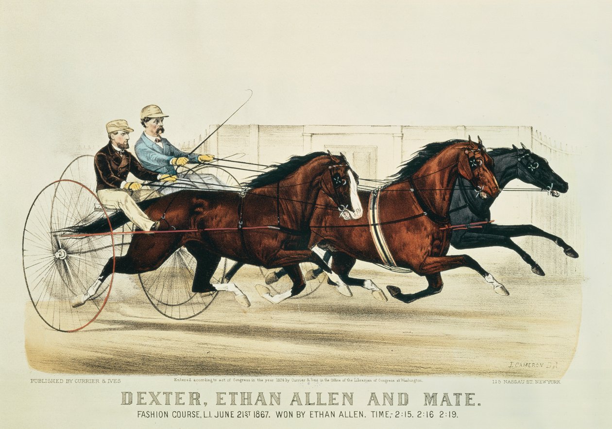 Dexter, Ethan Allen en Mate, uitgegeven door Nathaniel Currier (1813-88) en James Merritt Ives (1824-95), 1874 door John Cameron