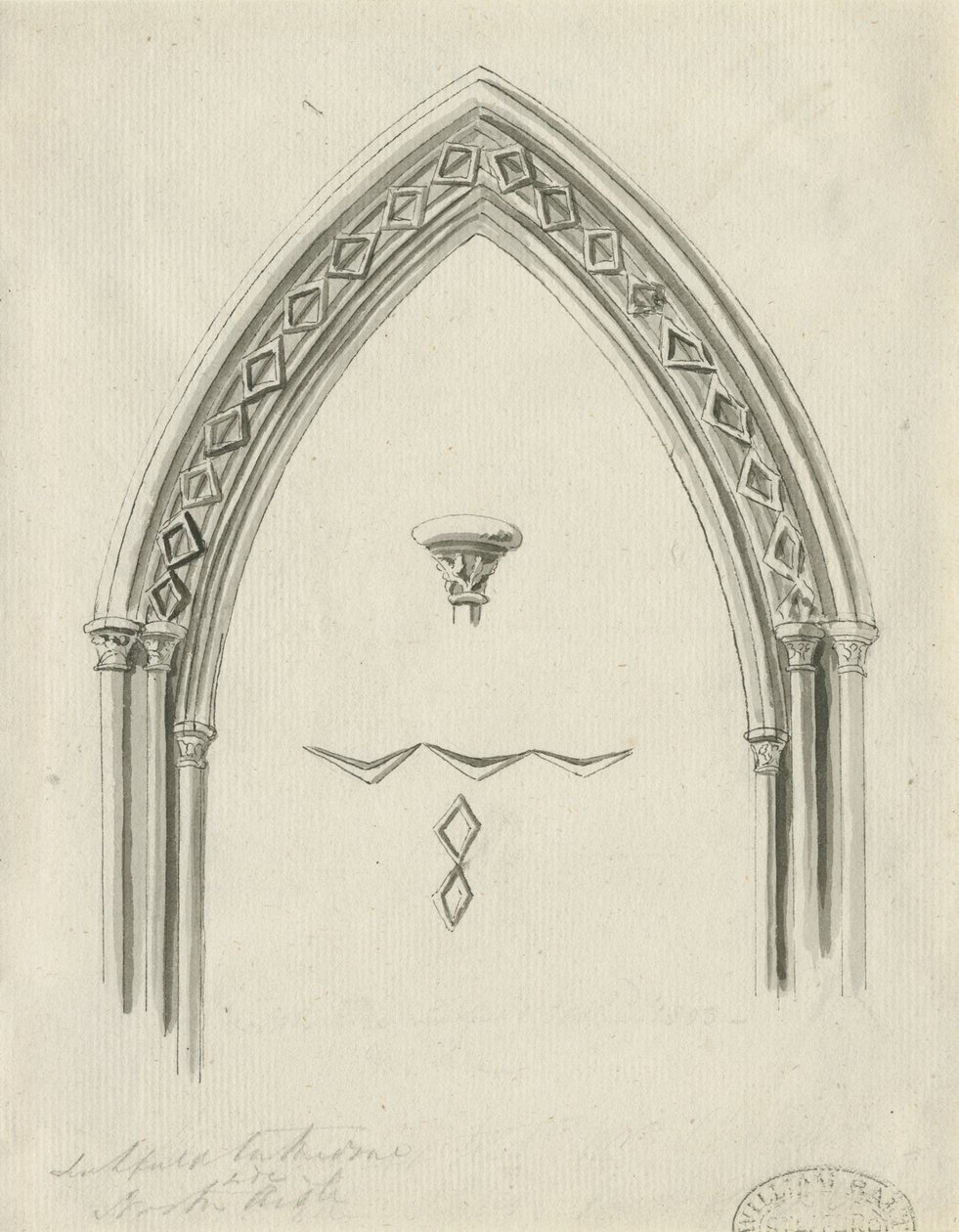 Interieur van Lichfield Kathedraal - Boog in Noordelijke Zijbeuk door John Carter