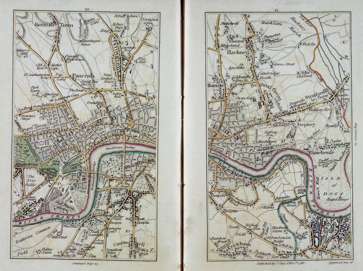 Kaart van Oost-Londen, platen 20-21, uit 
