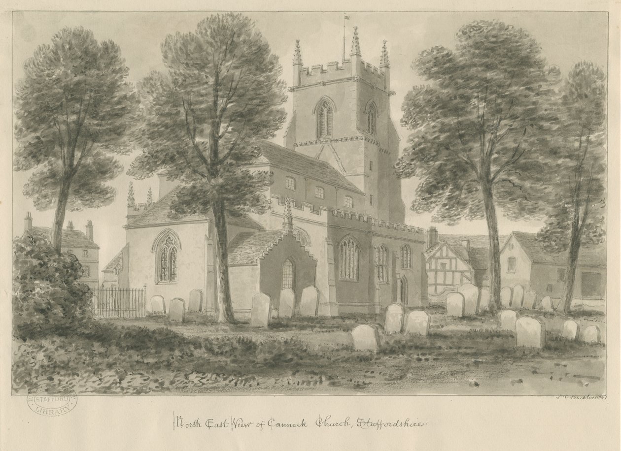 Kerk van Cannock door John Chessell Buckler
