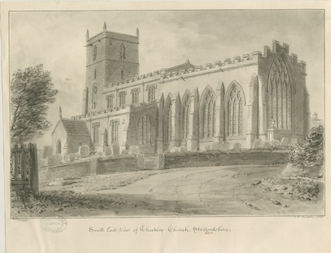 Checkley Kerk door John Chessell Buckler