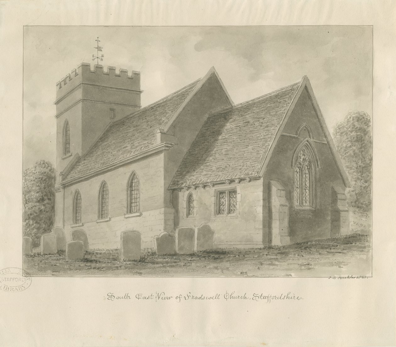 Fradswell Kerk door John Chessell Buckler
