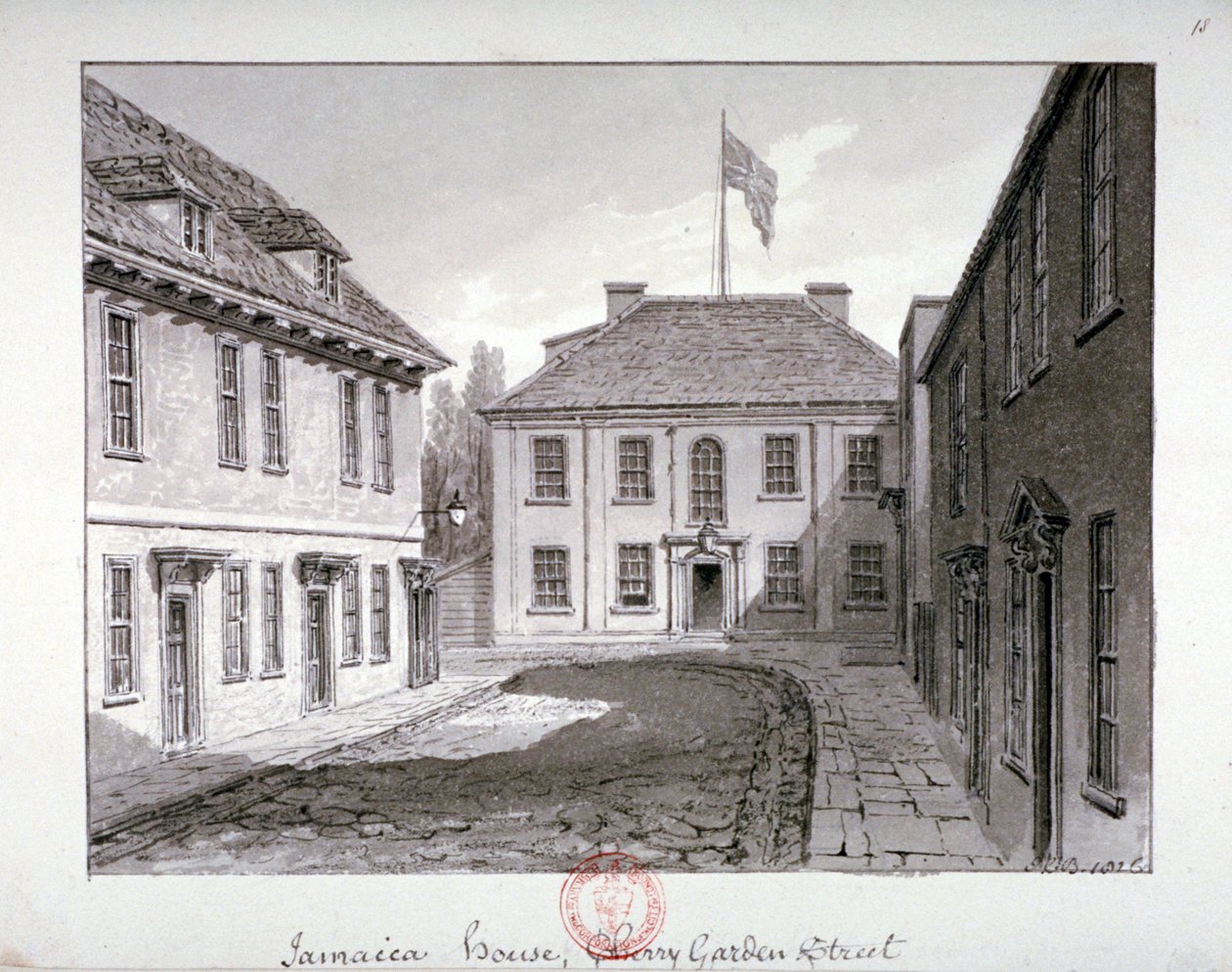Jamaica House, Cherry Garden Street, Bermondsey, Londen, 1826 door John Chessell Buckler