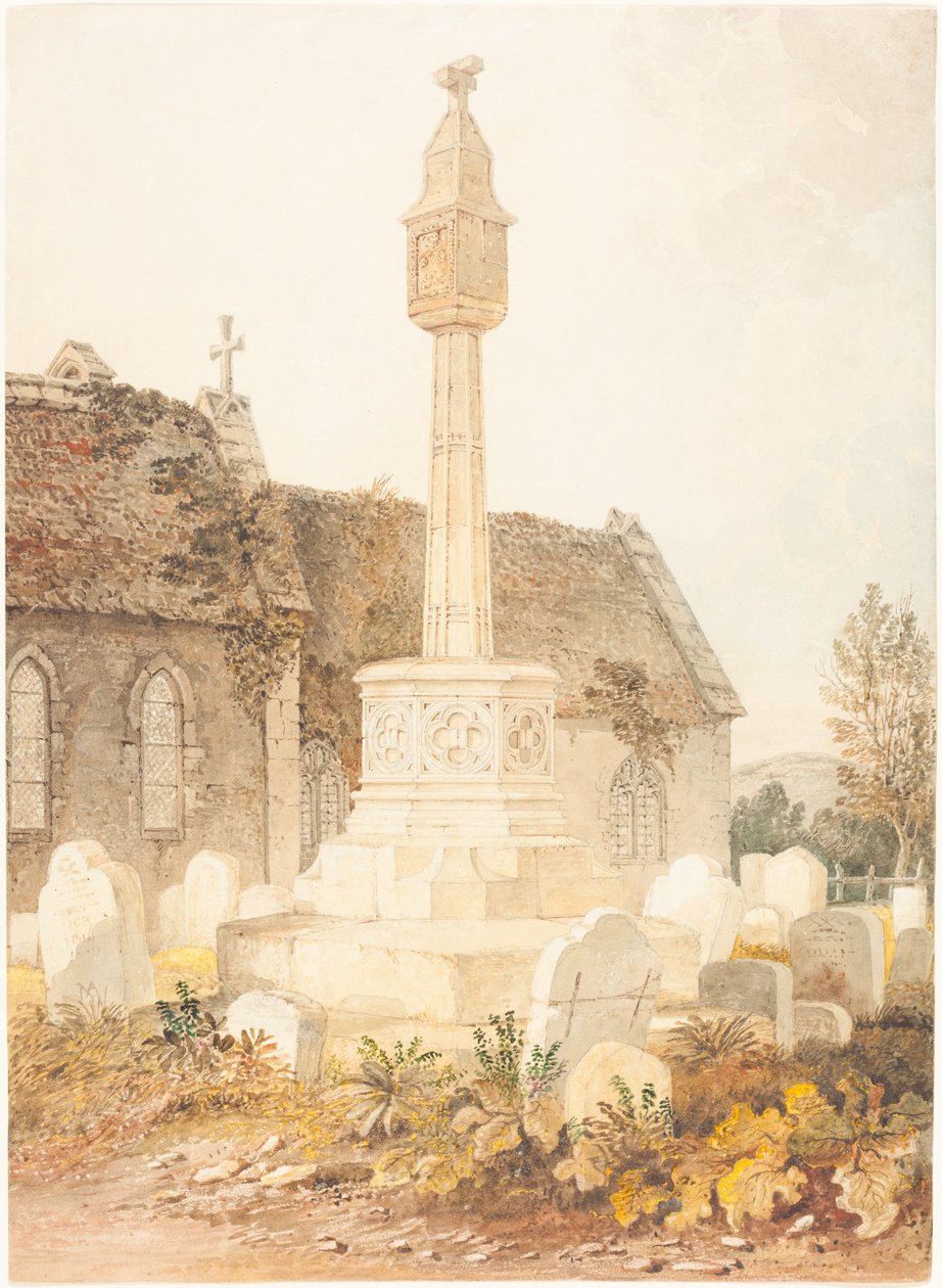 Monument in een Kerkhof door John Chessell Buckler