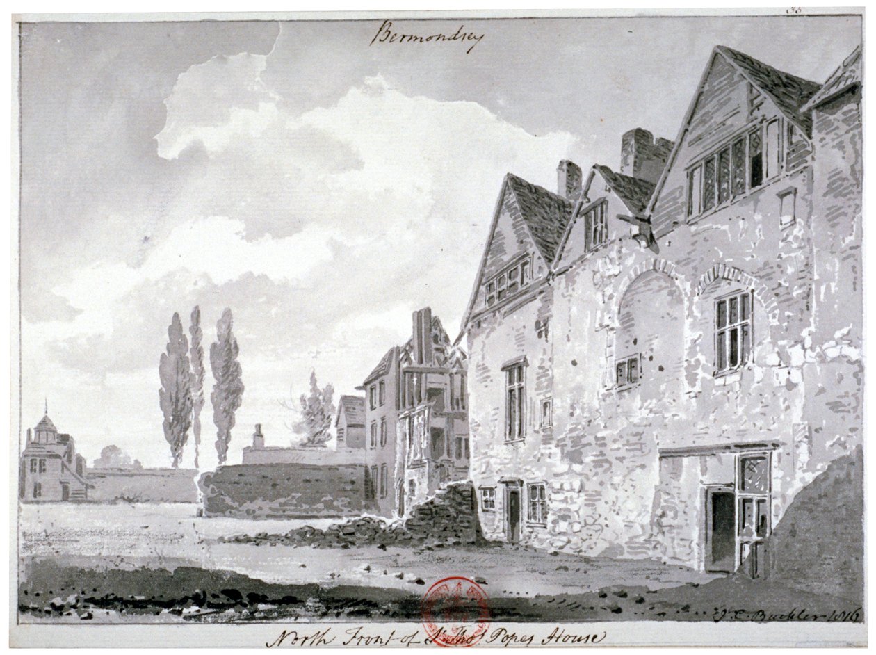 Noordzijde van Bermondsey House, Londen door John Chessell Buckler