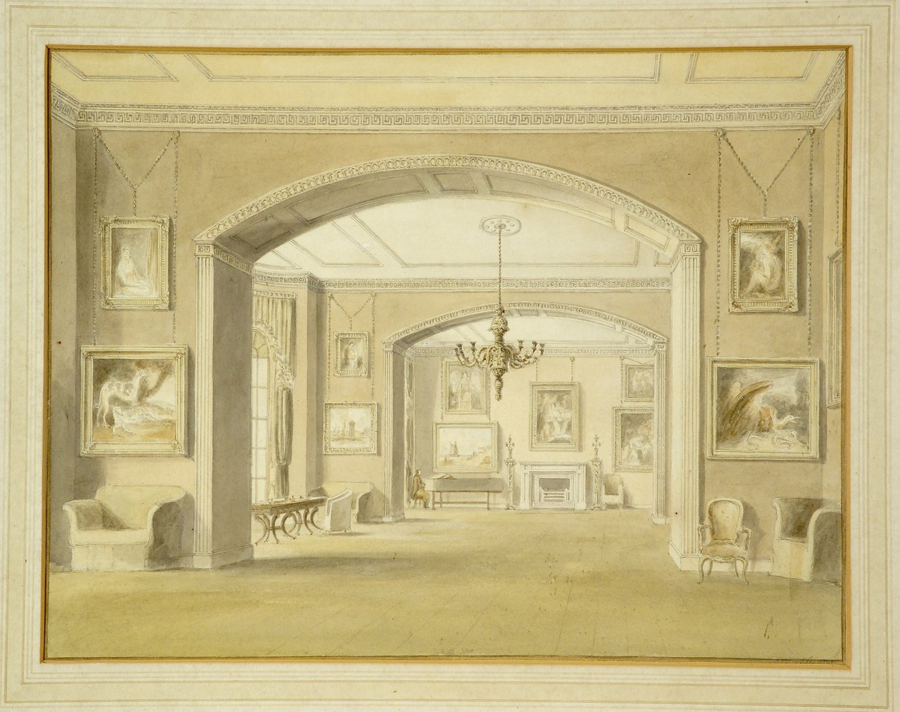 Schilderijengalerij in Tabley House, 1809 door John Chessell Buckler