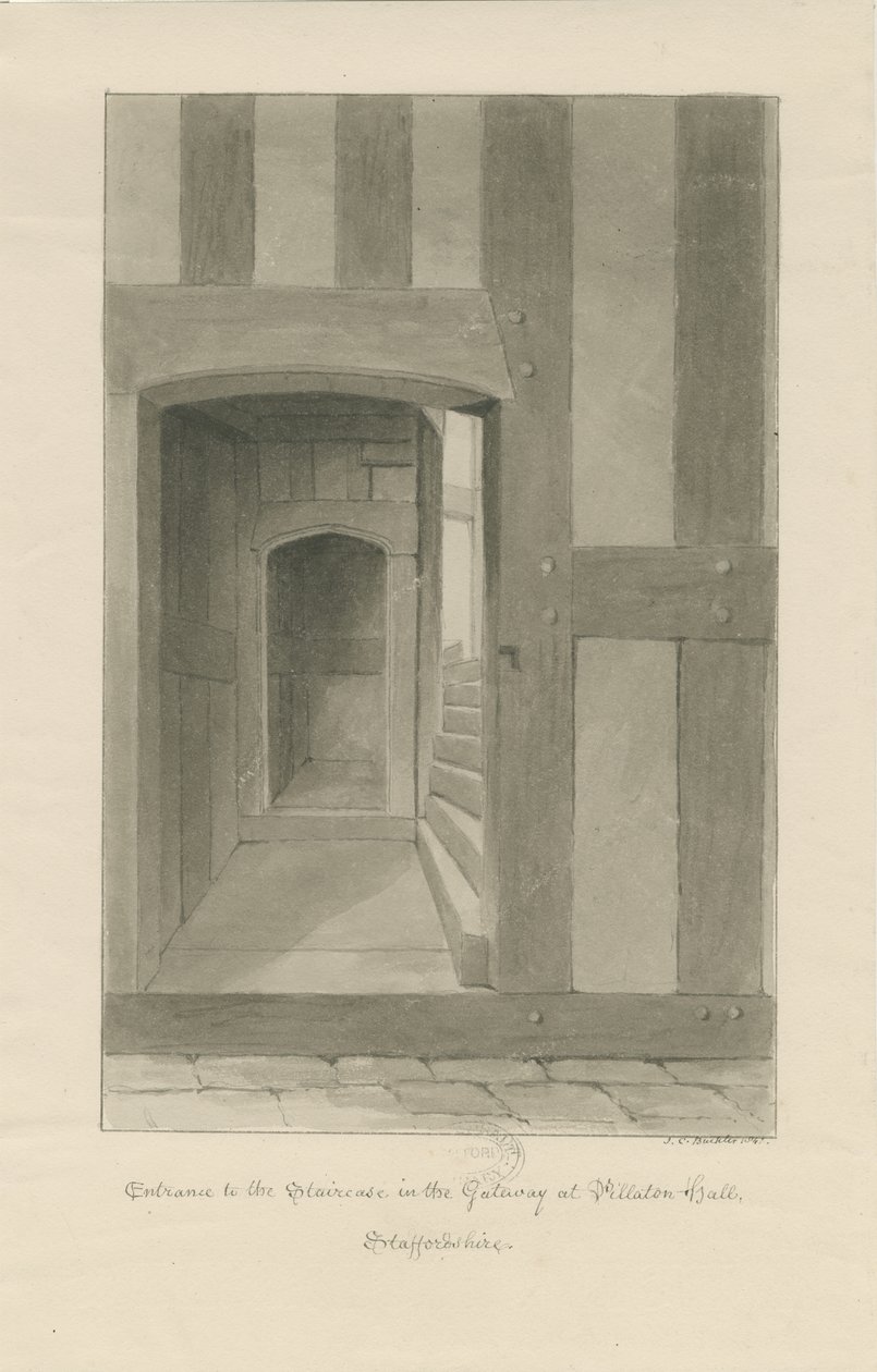Pillaton Hall - Interieur van Poortgebouw door John Chessell Buckler