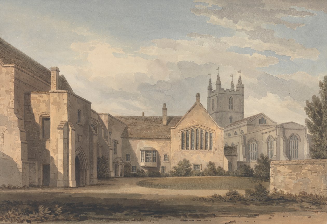 Zuidoostaanzicht van de Kerk en het Paleis in Croydon, Surrey door John Chessell Buckler