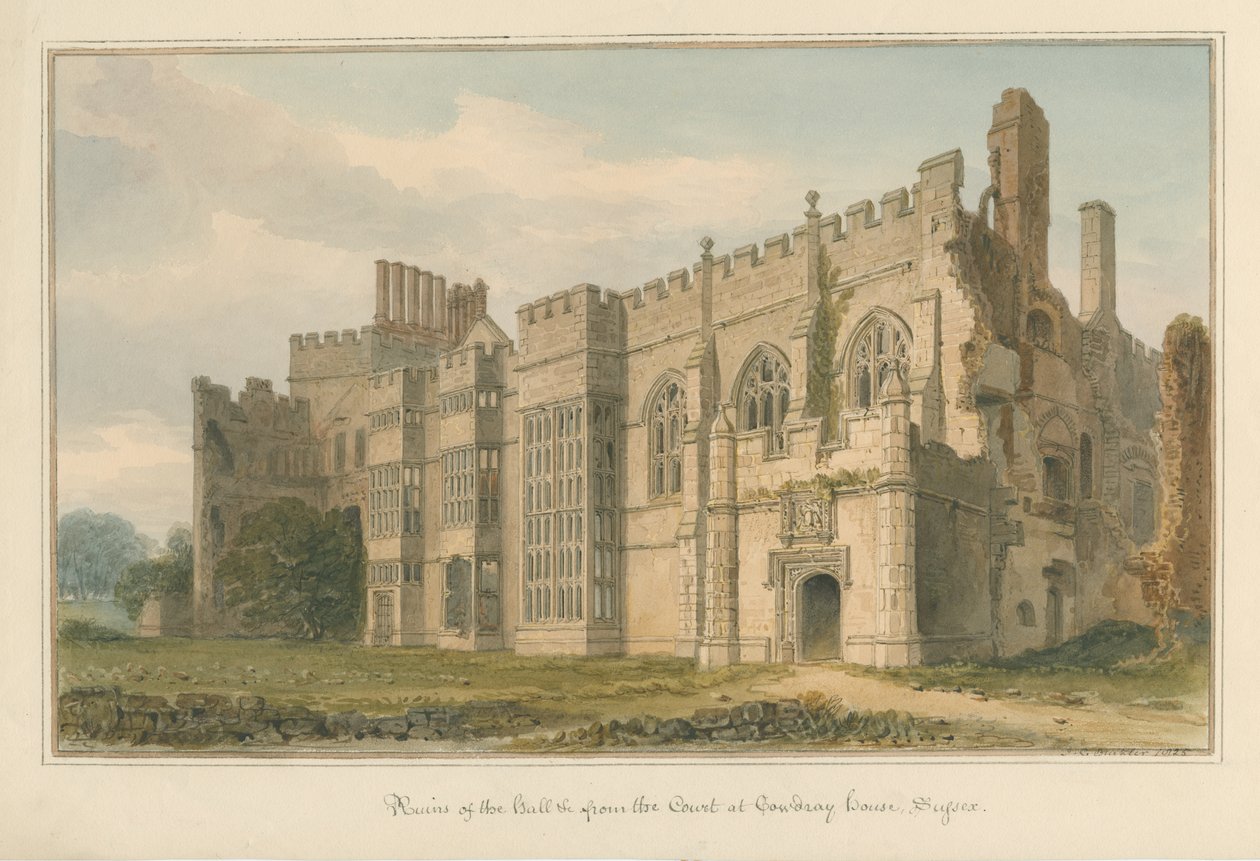 Sussex - Cowdray Huis door John Chessell Buckler