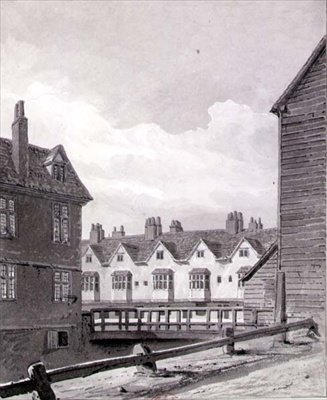 Uitzicht op de Folly bij Dockhead, Bermondsey door John Chessell Buckler