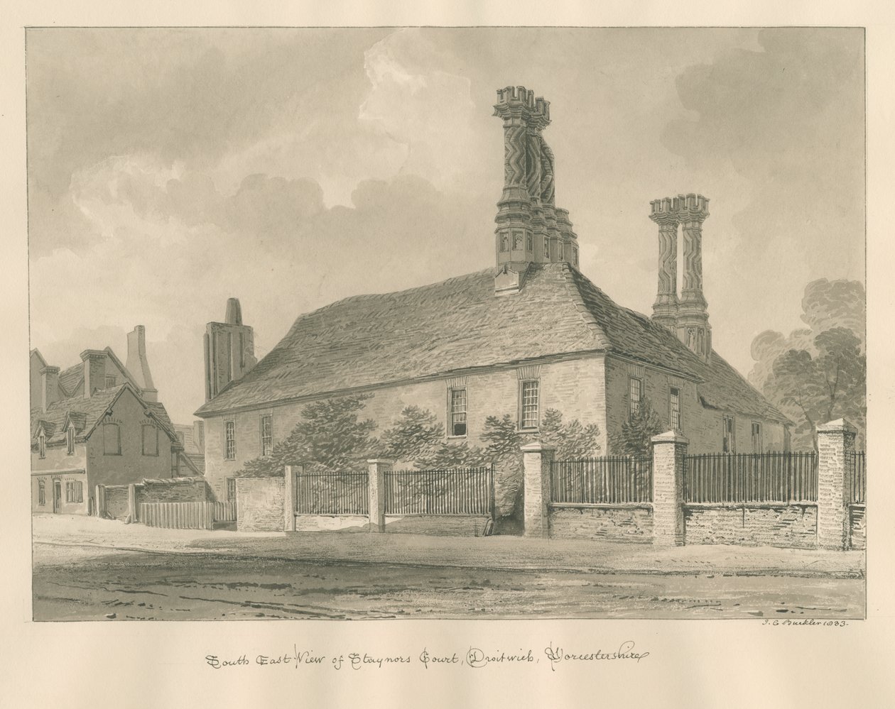 Worcestershire - Droitwich - Staynors Hof, 1833 door John Chessell Buckler