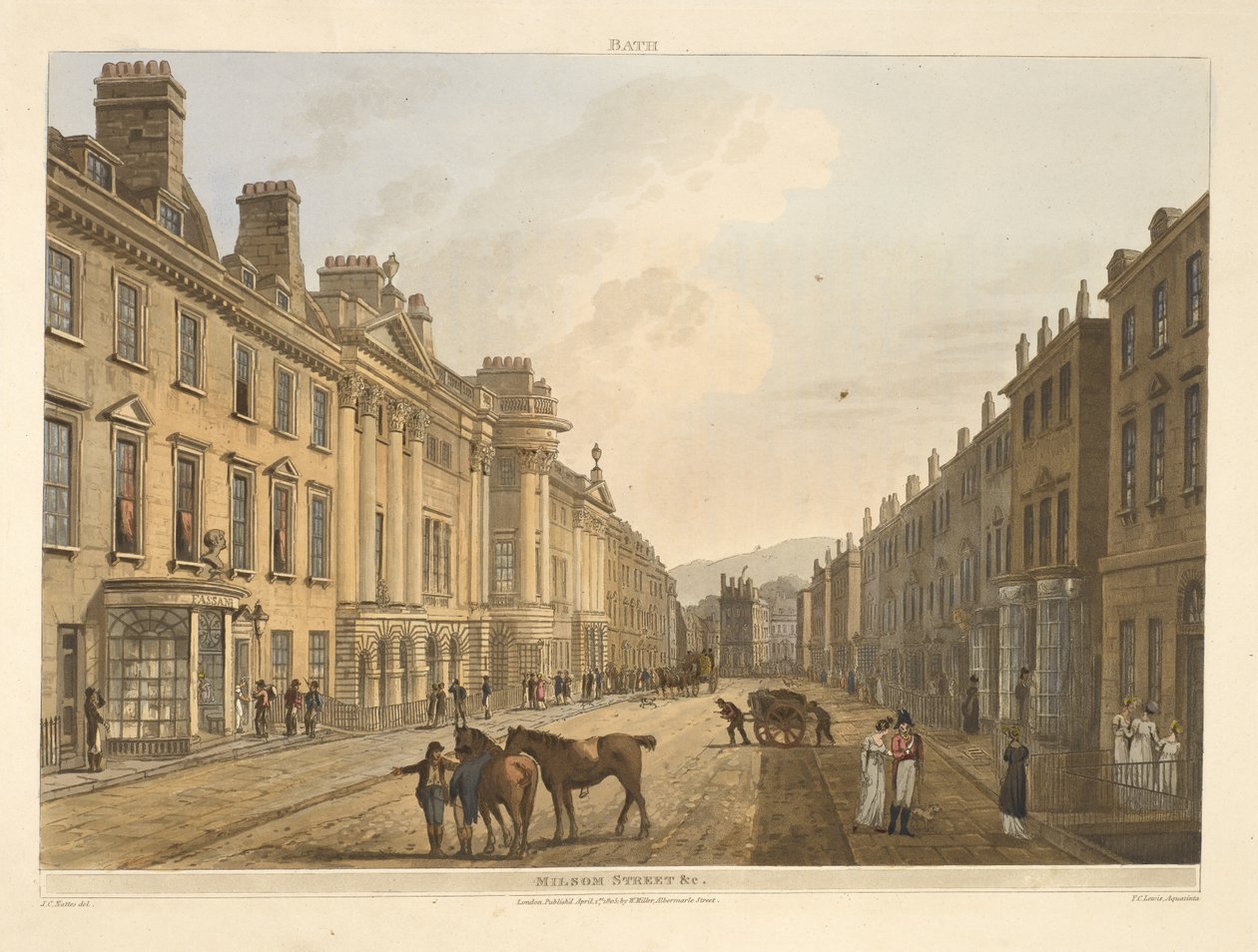 Milsom straat, Bath, geïllustreerd door een reeks afbeeldingen, van de tekeningen van J. C. Nattes; met beschrijvingen bij elke plaat. John Claude Nattes 1806 door John Claude Nattes