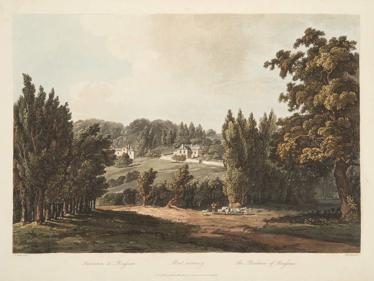 De residentie van Rousseau, illustratie uit Versailles, Parijs en Saint Denis, uitgegeven 1809 door John Claude Nattes