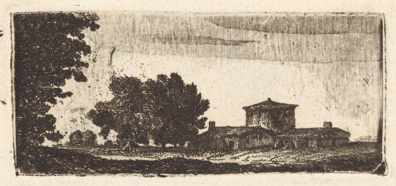 Bomen met een Laag Gebouw door John Clerk, of Eldin