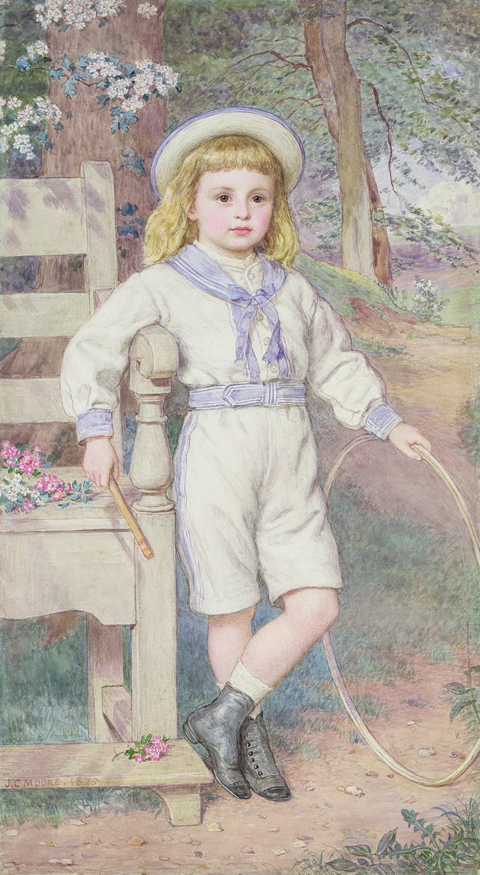 Jongen met een hoepel door John Collingham Moore