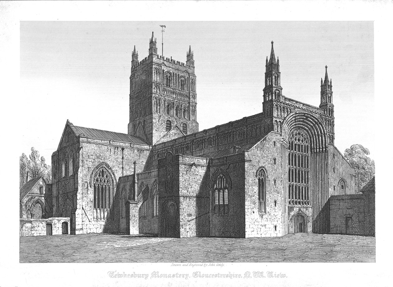 Tewkesbury Klooster, Gloucestershire, N.W. Uitzicht door John Coney