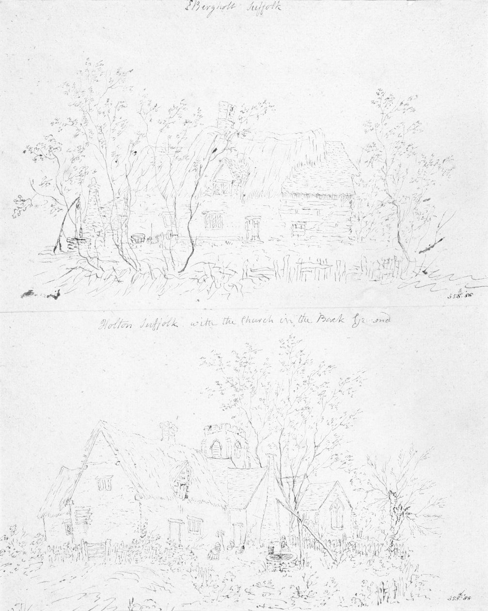 Een vervallen huisje in Capel, Suffolk door John Constable