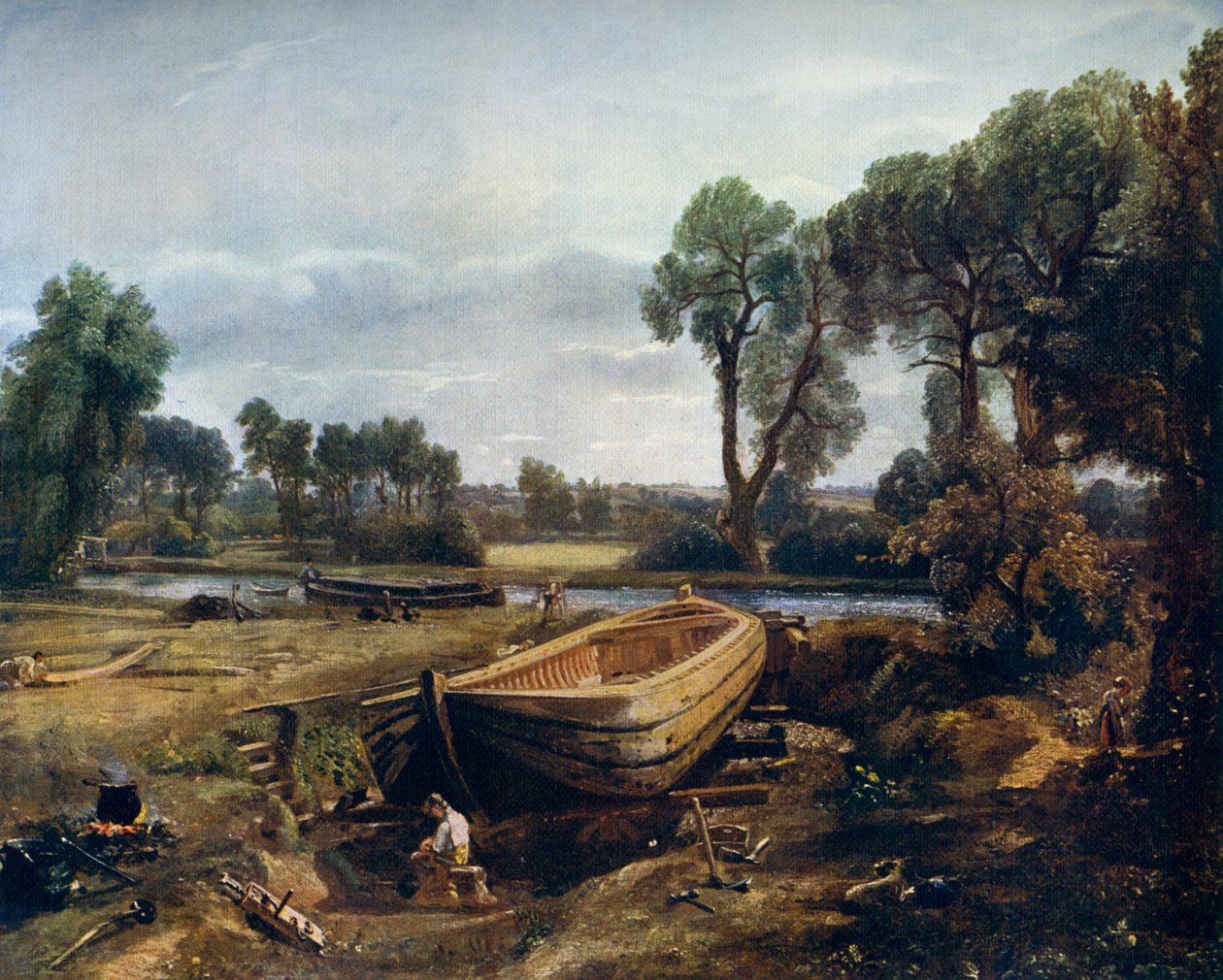 Bootbouw bij Flatford Mill, 1815, 1912 door John Constable