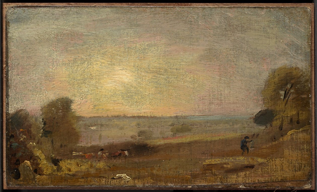 Dedham Vale vanaf de weg naar East Bergholt, zonsondergang door John Constable