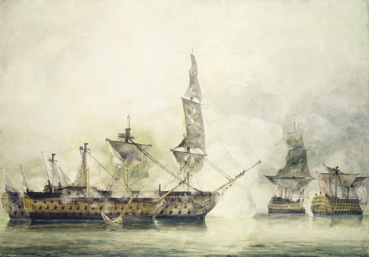 H.M.S. Victory bij de Slag om Trafalgar, 1805 door John Constable