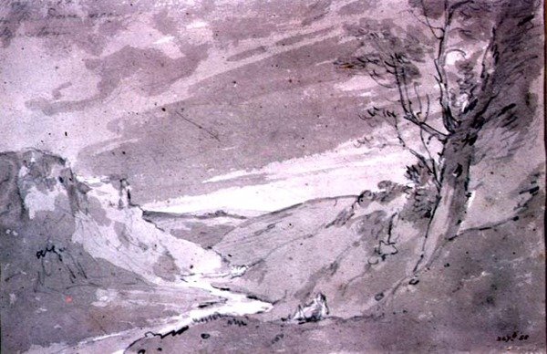 Aan de Dove bij Buxton, 1801 door John Constable