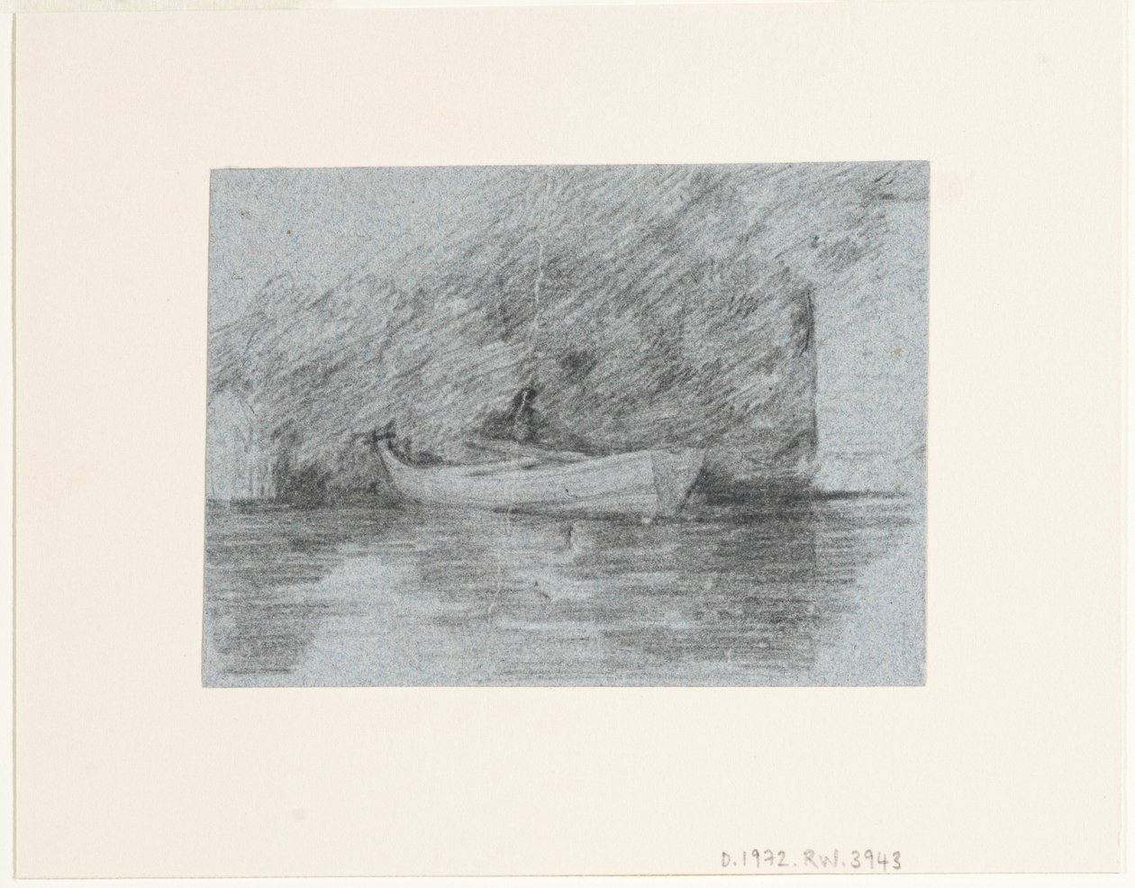 Roeiboot aangemeerd onder een oever door John Constable