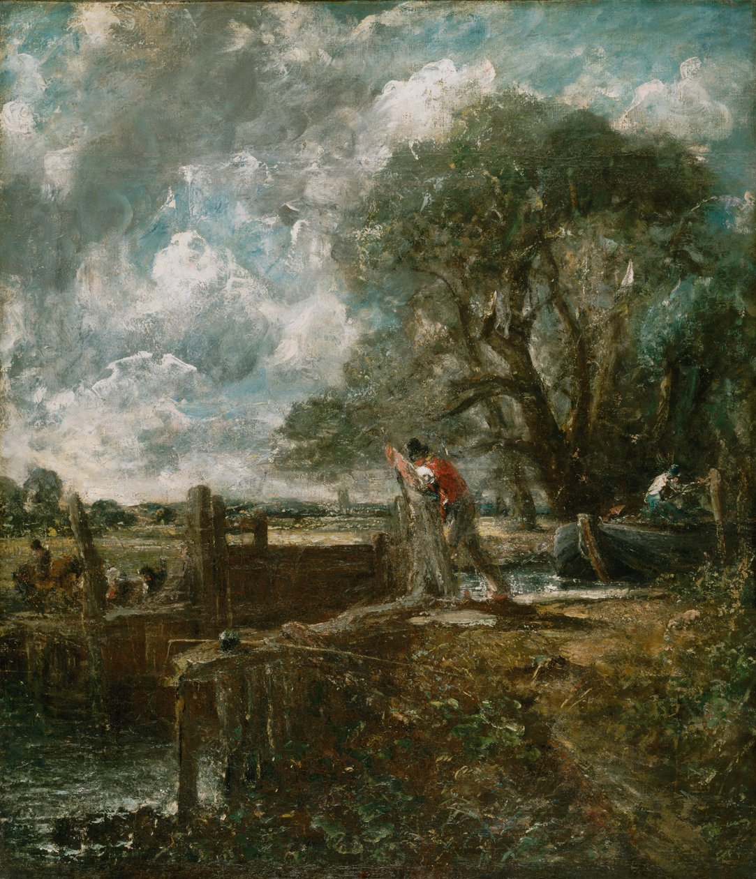 Schets voor "Een boot die een sluis passeert" door John Constable