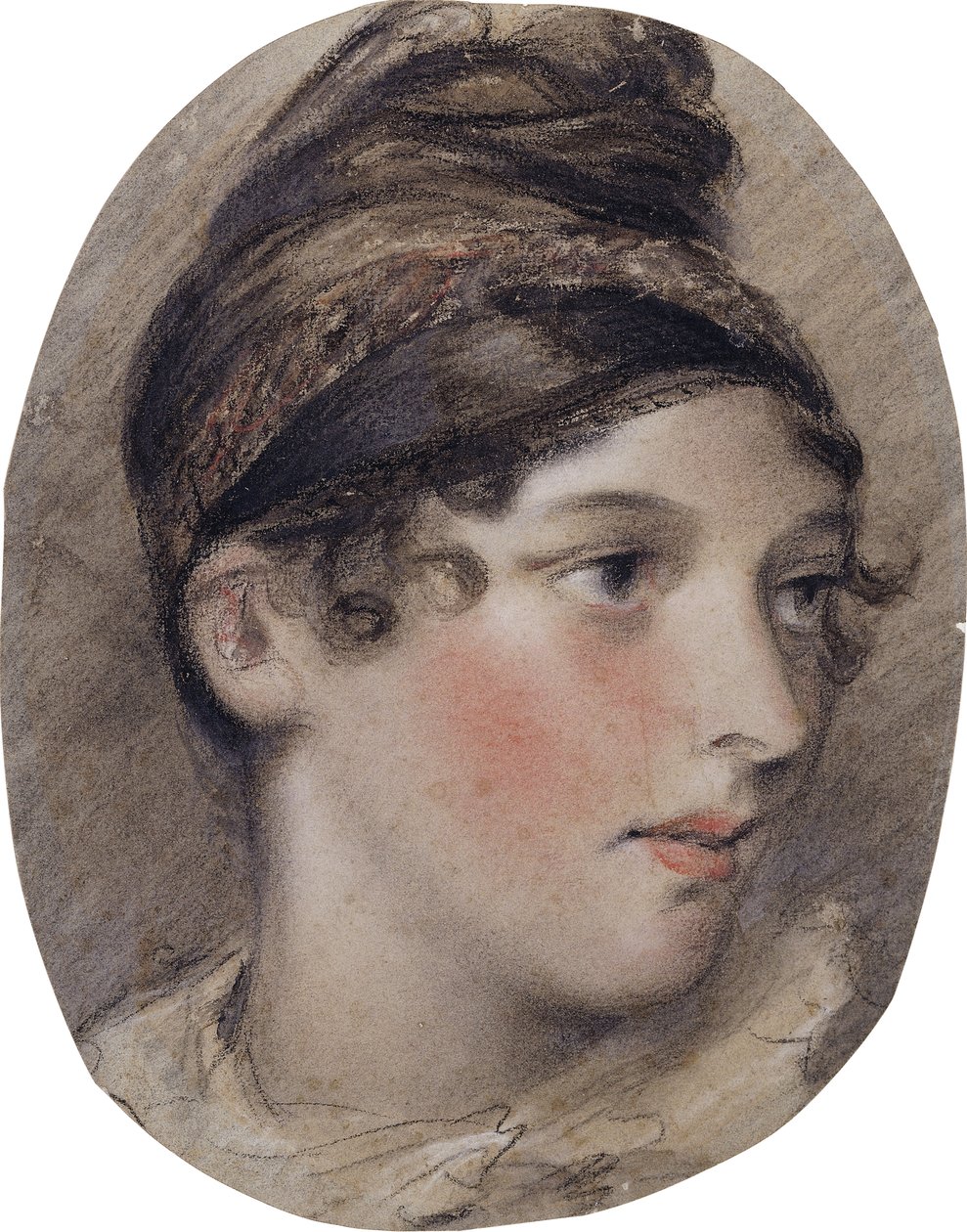 Studie van het hoofd van een dame in profiel, 1808 door John Constable