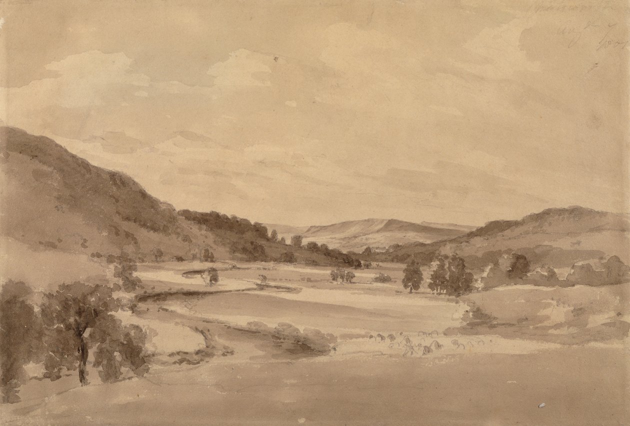 De Derwent Vallei met Chatsworth in de Verte door John Constable