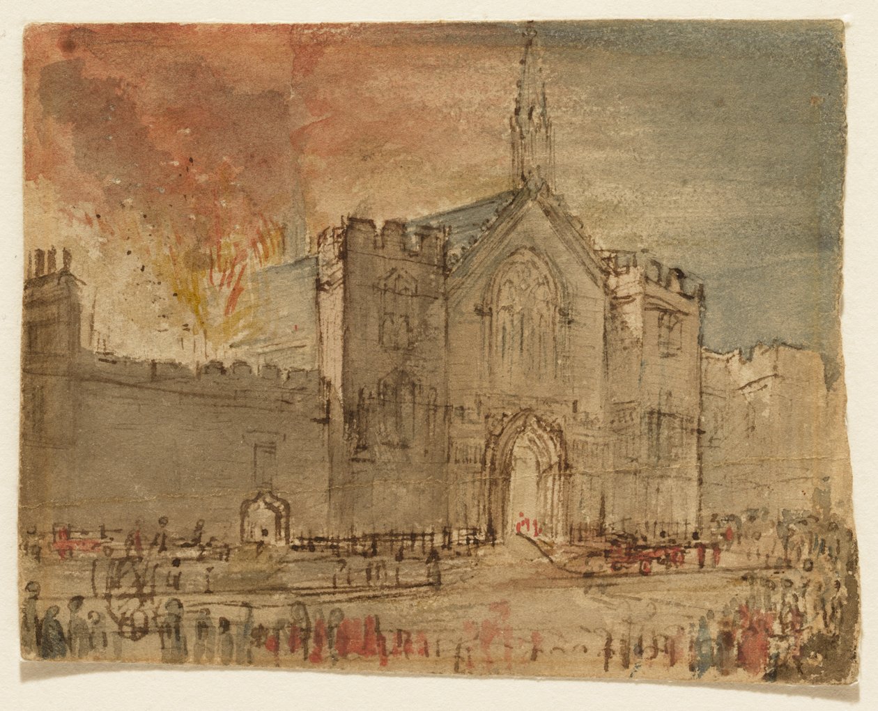 De parlementsgebouwen in brand door John Constable