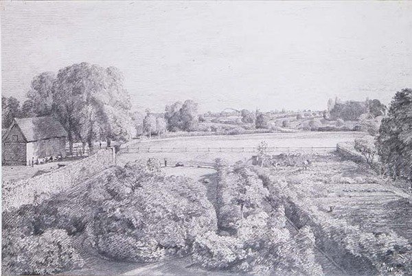 Uitzicht op East Bergholt over de moestuin van Golding, het huis van Constable door John Constable