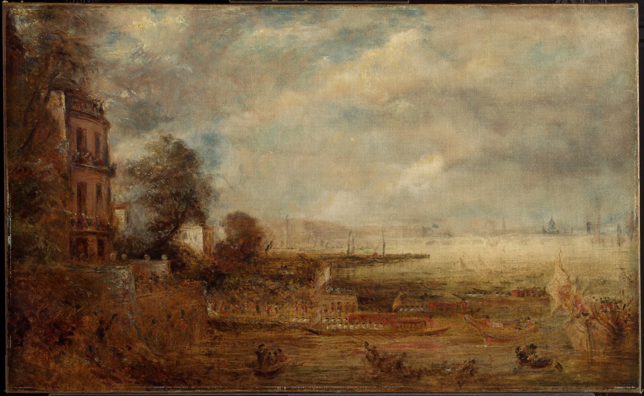 Waterloo Bridge gezien vanaf de Whitehall Stairs door John Constable