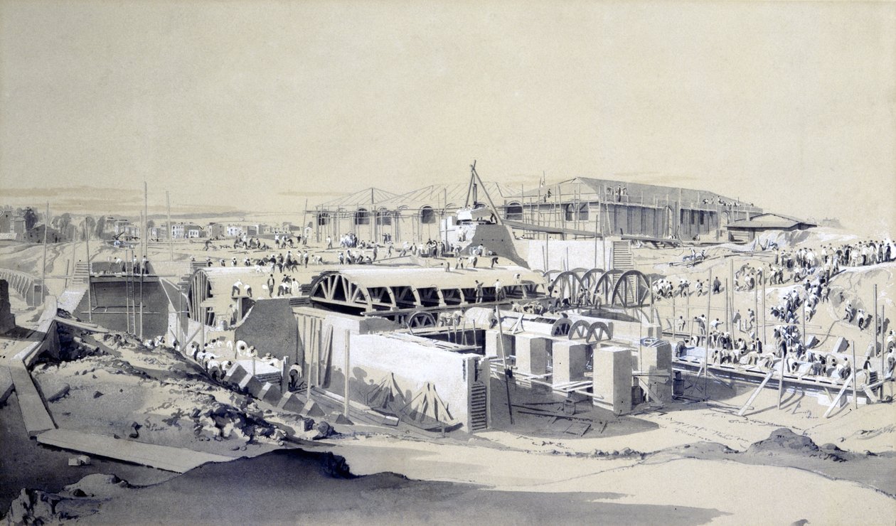 Bouw van het Stationaire Machinehuis, Camden Town, 26 april 1837 door John Cooke Bourne