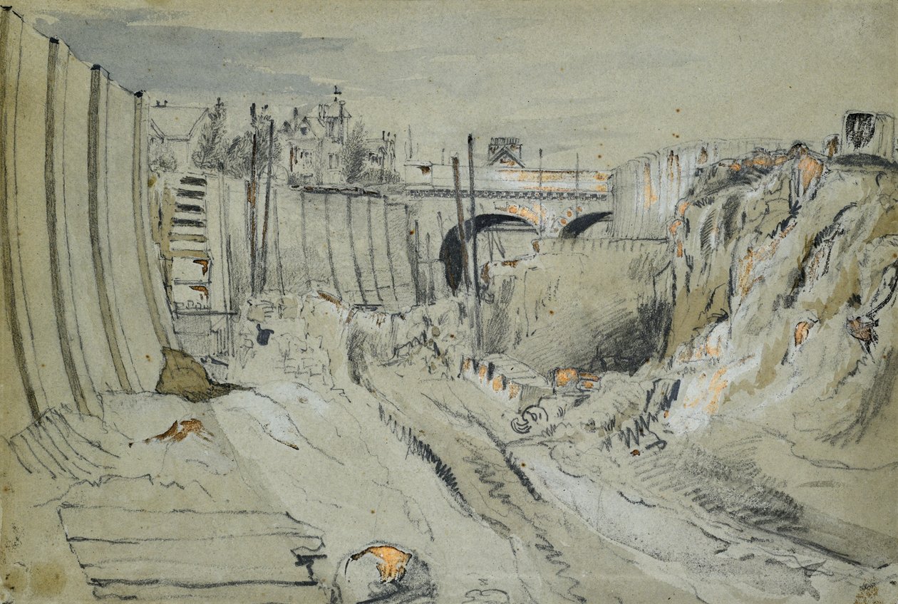 Bouw van de Londen en Birmingham Spoorweg, circa 1835 door John Cooke Bourne