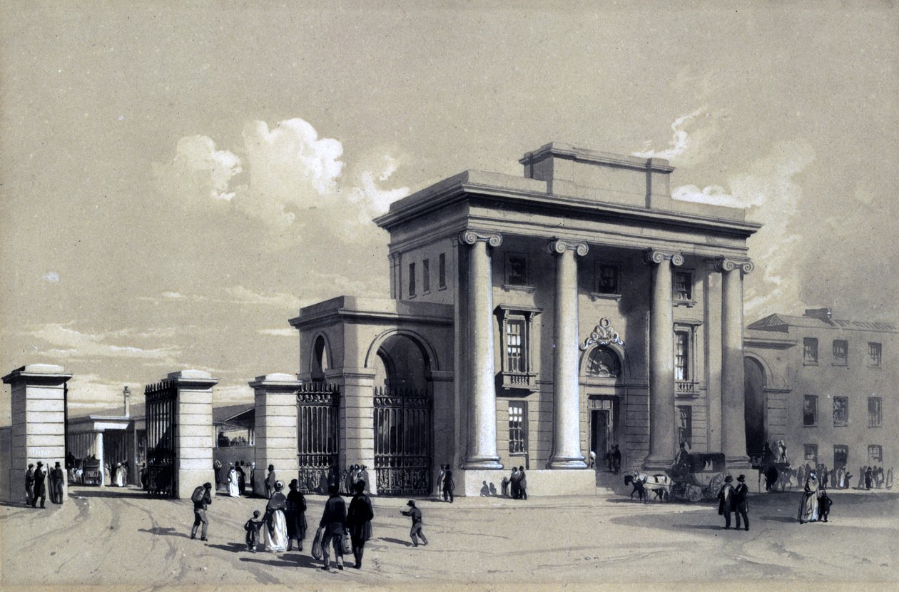Ingang van Birmingham Station, september 1838 door John Cooke Bourne