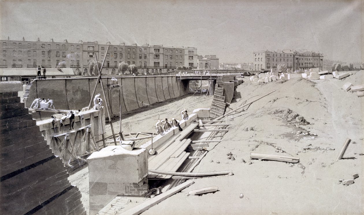 Hampstead Road Bridge, vanaf de Camden kant, 11 augustus 1836 door John Cooke Bourne
