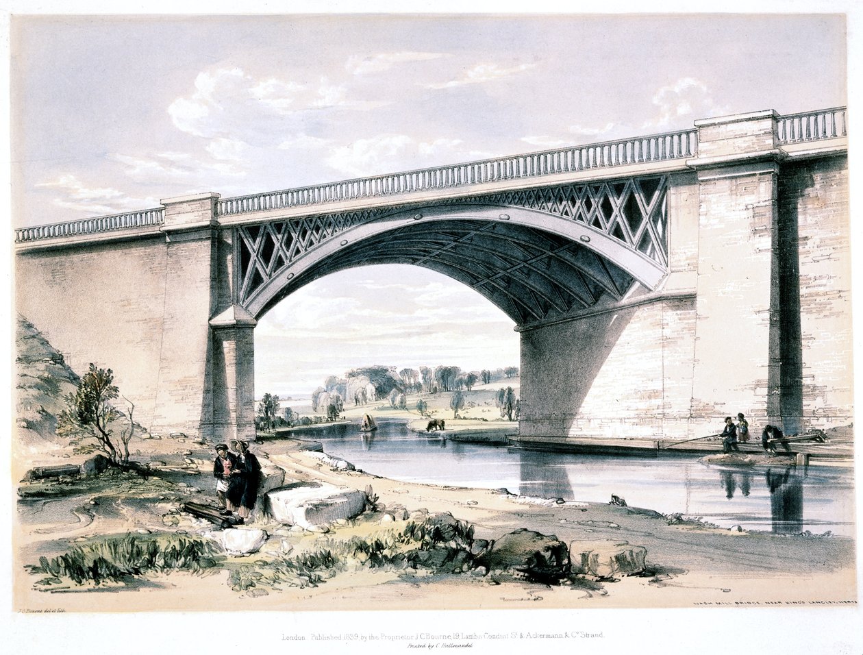 Nash Mill Bridge, nabij Kings Langley, Hertfordshire, 1839 door John Cooke Bourne