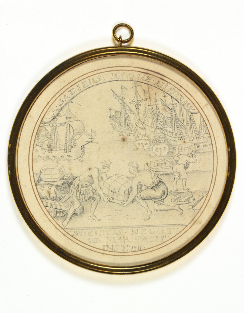 Ontwerp voor een medaille ter herdenking van de oprichting van de South Sea Company door John Croker