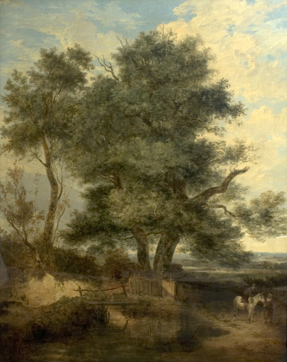 Bomen bij een beek (De Wilg, een Ruiter en een Vrouw op een Weg), c.1818 door John Crome
