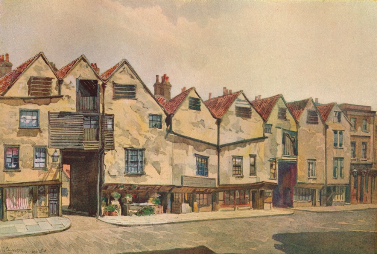 Oude woningen in Bermondsey Street, Bermondsey, Londen, 1886 door John Crowther