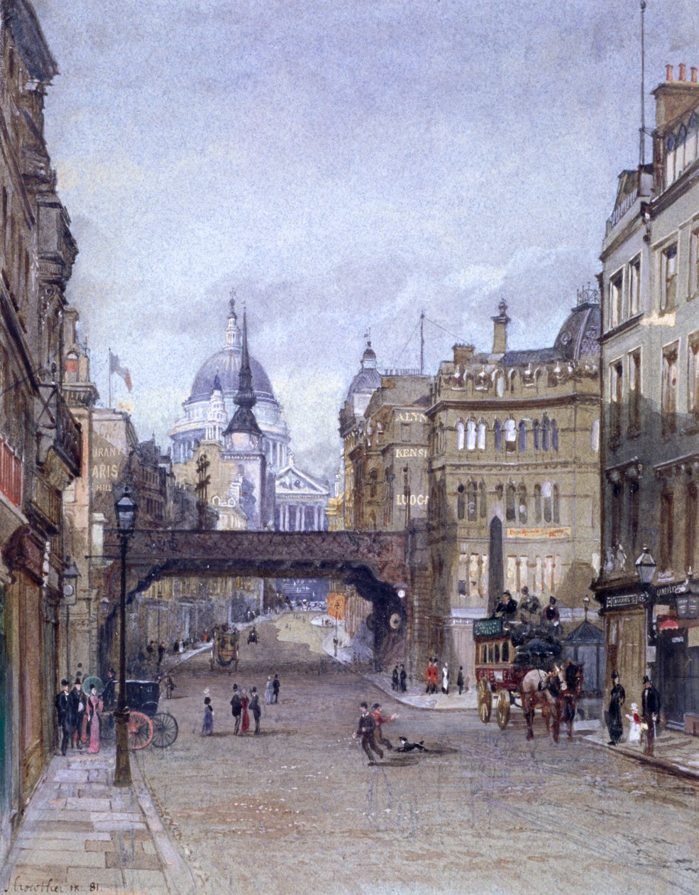 Ludgate Circus, Londen, 1881 door John Crowther